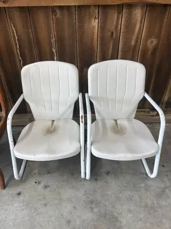 2 vintage metal outdoor chairs