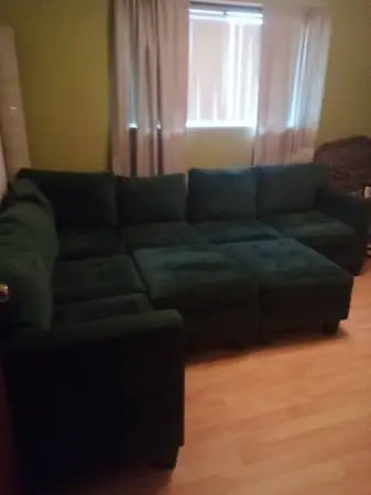 6 seat Green Velvet Sectional