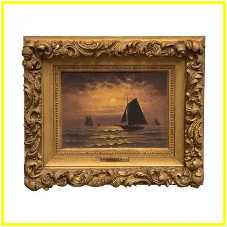 Capella Signed Moonlit Sailboat Seascape Oil Painting