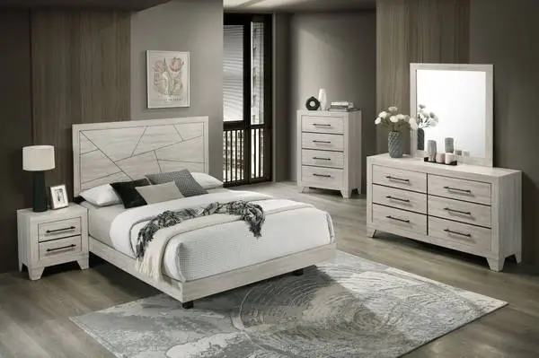 New 4pc wood queen bedroom set www.capricefurniture.com