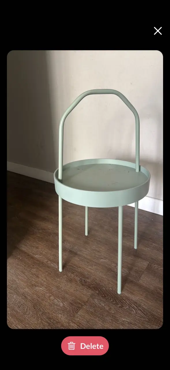 Modern Round Metal Side Table | Sage Green Accent Table