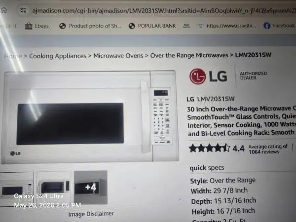 MICROWAVE WHITE OVER THE RANGE NEW