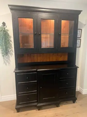 Solid wood hutch Black color