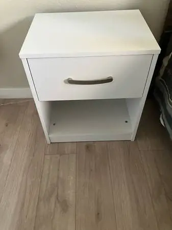 White side table with one drawer
