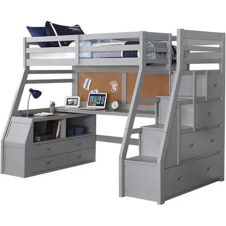 Twin Loft Bed with stairs desk dressers & Matress