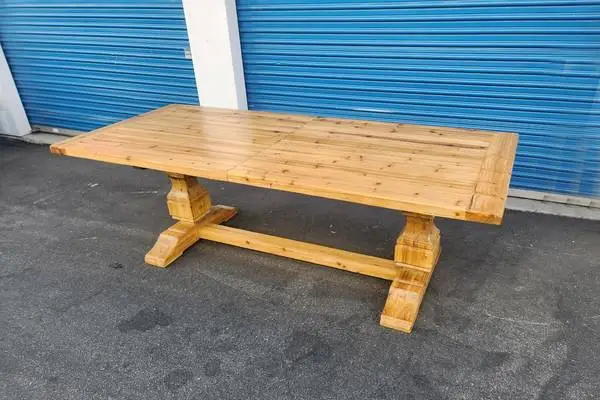 8ft refinished Butcher Block Pine Farmhouse Trestle DINING TABLE