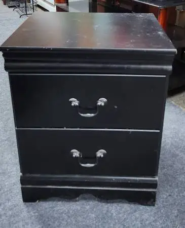 Black Two Drawer Nightstand