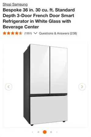 Bespoke 36 in. 30 cu. ft. Standard Depth 3-Door French Door Smart Refr