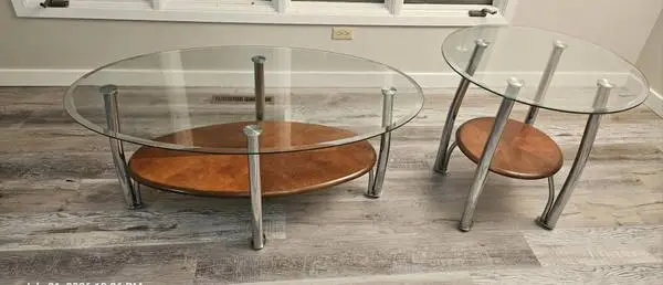 Glass Coffee Table and End Table Set $100