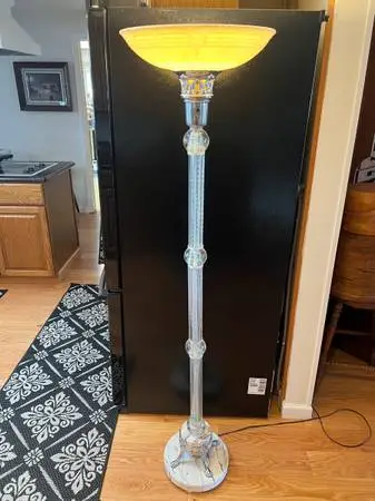 ANTIQUE / VINTAGE TORCHIERE FLOOR LAMP WITH MARBLE BASE