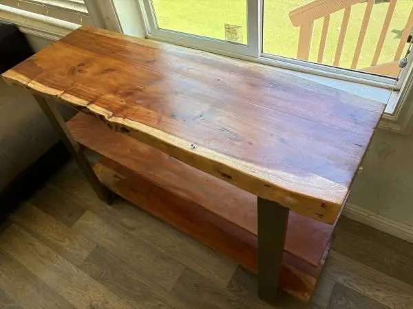 TV Stand  authentic Slab Wood beautiful measures 4 ft across
