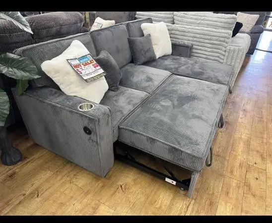 new Sectional with Pull Out Sleeper & Storage, 0 Down Take Home