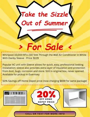 HVAC - Whirlpool 10,000 BTU 230 Volt Through Wall AC + Sleeve