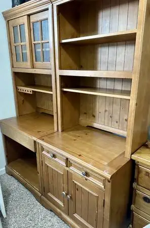 Pine wood desk and book cases
