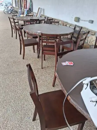 Natural wood table with bark