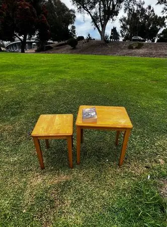 Small solid oak table. 2 sizes. Maybe 1& inches or so high