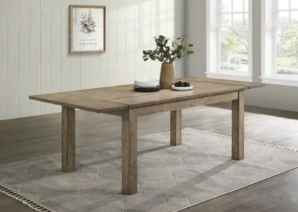 **87-inch Solid Wood Extension Dining Table Vineyard Oak Finish**