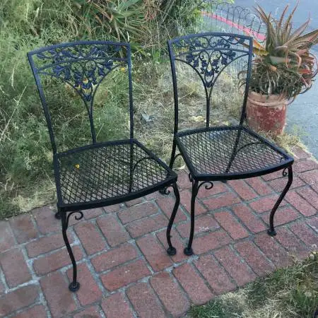 Pair beautiful Vintage wrought iron Chairs/great design
