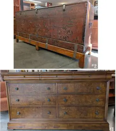 Antique Storage Chest, Large Accent Cabinet & Lowboy Dresser from