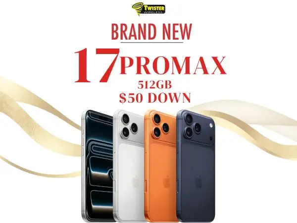 iPhone 17 Pro Max only $50 down payment at Twister Wireless