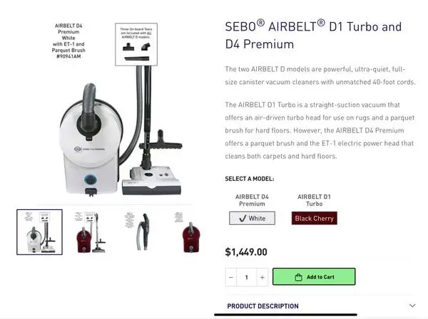 Sebo Airbelt D4 Premium