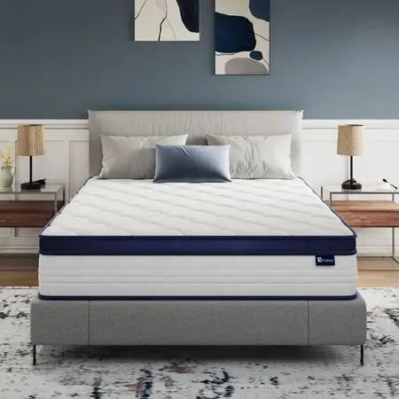 14 Cooling Gel King Mattress with Frame and (2) Sheet Sets