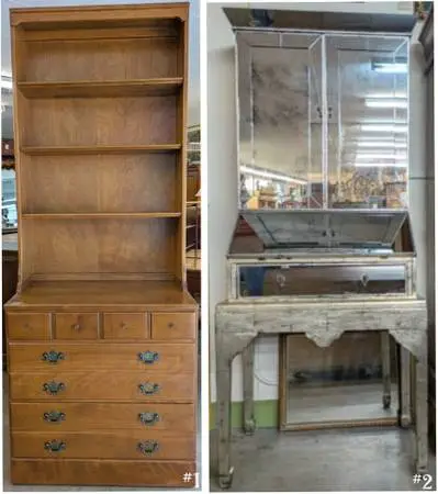 Solid Maple Chest of Drawers w/ Shelves & Mirrored Secretary Desk from