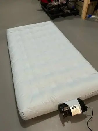 Aero Bed Deluxe inflatable mattress with built in pump . Twin size .
