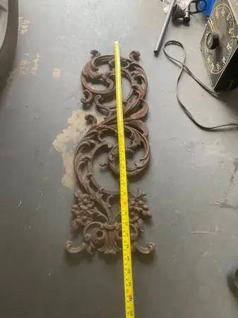 Antique 32” Cast Iron Architectural Panel – Rare Eagle & Moon Motif