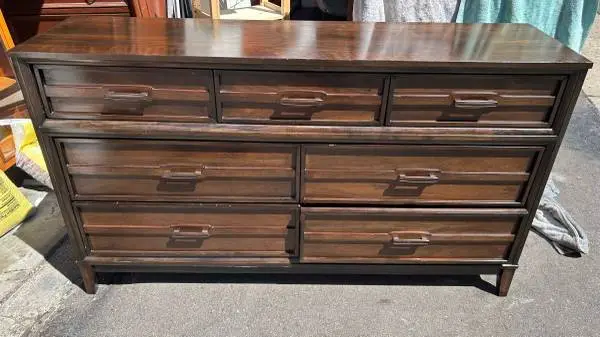 Mid-Century Modern walnut dresser 7 drawers dark brown L64”*D17”*H37”(addr