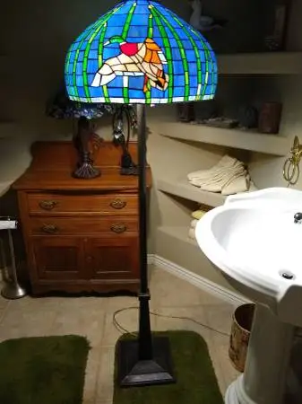 Old Mallard Duck Stained Glass Floor Lamp