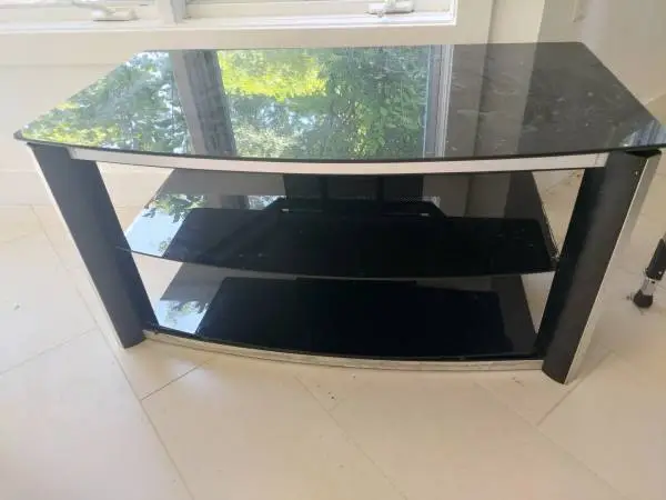 Black TV Stand with Two Shelves
