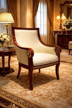 Luxurious Surround Armchair – Top Grain Leather – Walnut Finish – NEW