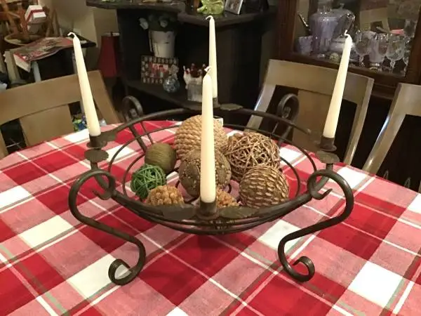Wrought iron vintage Wire basket candelabra