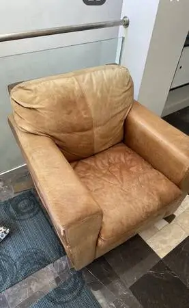 Leather club sofa chair