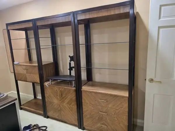 Mid CENTURY  Wood and Glass Display Cabinets