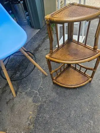 Vintage Ratan Bamboo Corner Stand