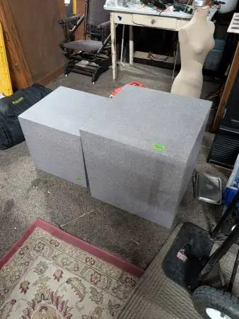 Display stands with faux stone finish