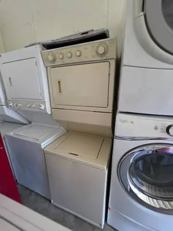 Almond color whirlpool 27 stackable washer and gas dryer