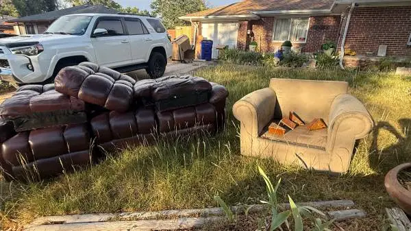 Free la-Z-Boy reclining, faux, leather couch and microfiber chair