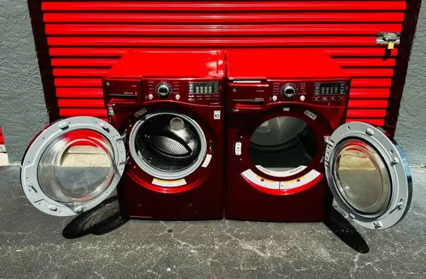❤️✨ LG Candy Apple Red Front-Load Washer & Dryer Set – Stackable – Ste