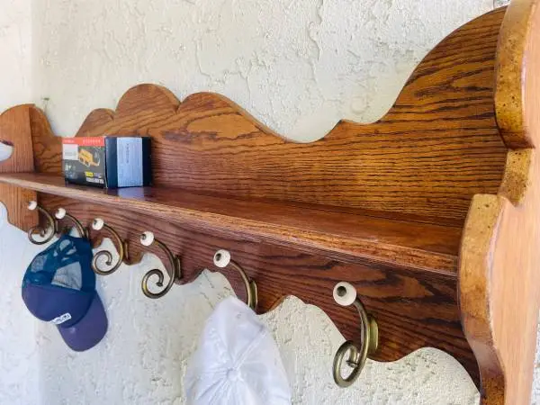 Coat Hanger entryway retro style shelving 5 Ft solid oak vintage