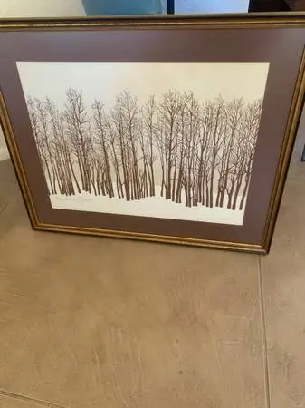 70’s Serigraph “Treeline” Signed And Framed