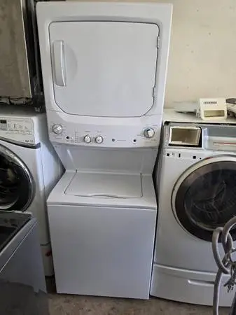 Ge 27 white stackable washer and gas dryer