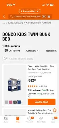 (Bunk bed) Donco kids twin bed