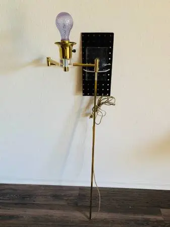 Lucite Brass Swing Arm Sconce Lamp Light