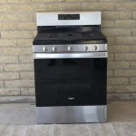 VERY NICE WHIRLPOOL 5 BURNER STAINLESS RANGE 5.0 cu ft OVEN STOVE HOME KITCHEN M
