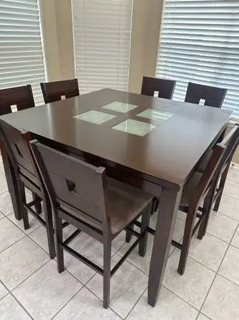 High Breakfast table and 8 chairs