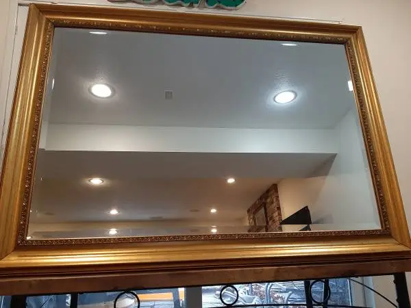 New medium rectangle antique gold metallic beveled glass modern mirro