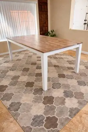 Beautiful Brand New Solid Brushed Acacia Wood 2-To ne Dining Table